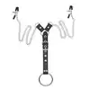 Toyz4Lovers - Penitence Man Nipples Clamps Black. Uprząż z klamerkami na sutki i ringiem