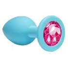 Emotions Cutie Medium Turquoise Pink Crystal. Wtyczka analna z kryształkiem. Silikon.