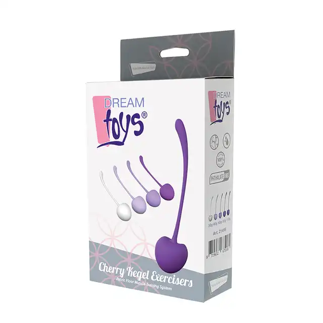 Dream Toys - Cherry Kegel Exercisers 5 szt. Zestaw fioletowych, silikonowych kulek gejszy.