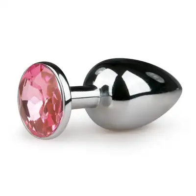 Easy Toys - Metal Butt Plug S Silver/Pink. Metalowa wtyczka analna z kryształkiem. 