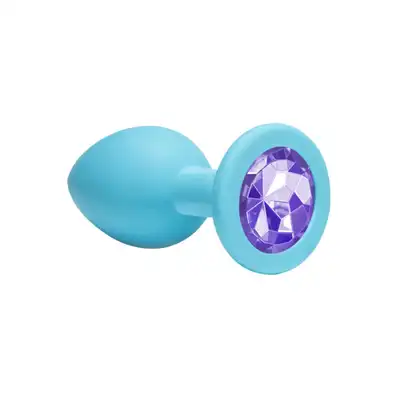 Emotions Cutie Medium Turquoise Purple Crystal. Silikonowa wtyczka analna z kryształkiem.