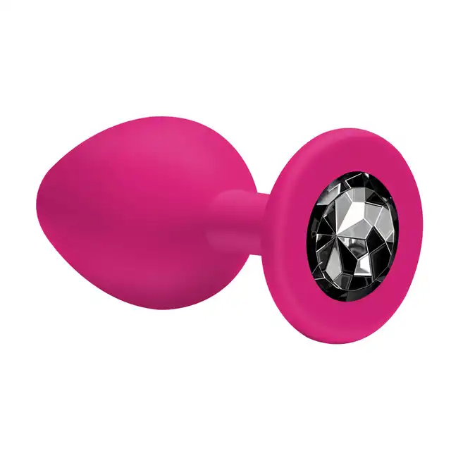 Emotions Cutie Small Pink Black Crystal. Silikonowa wtyczka analna z kryształkiem.