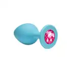 Emotions Cutie Small Turquoise Pink Crystal. Silikonowa zatyczka analna z kryształkiem.