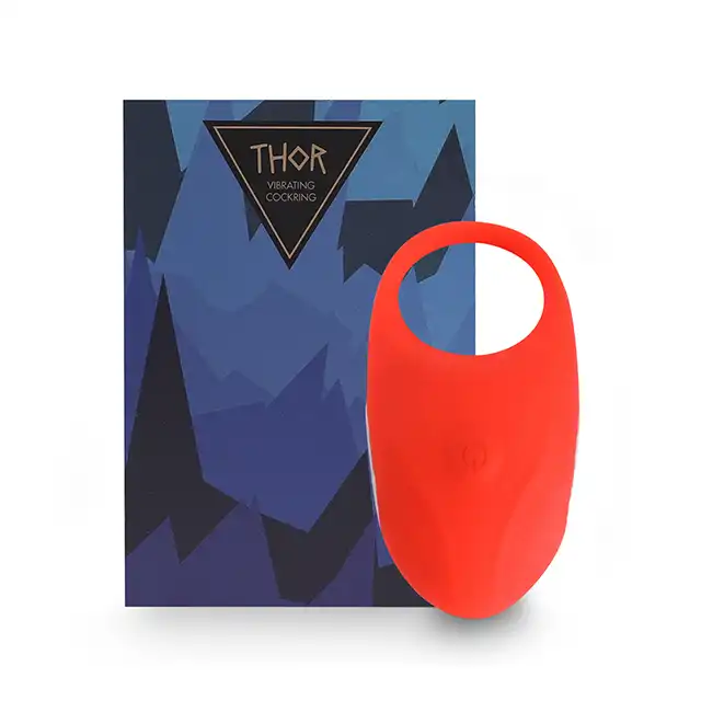 Feelztoys - Thor Cockring Red. Wibrujący pierścień erekcyjny.