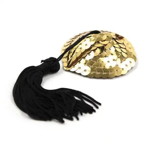 Toyz4Lovers - Heart Nipples Tassels Gold. Złote nasutniki z frędzelkami. 