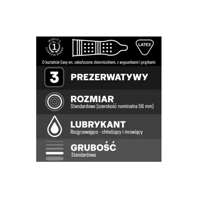 Prezerwatywy Durex Intense Orgasmic 3 szt. Prezerwatywy stymulujące