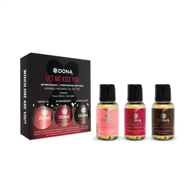 Dona - Massage Gift Set Flavoured 3x30 ml. Zestaw jadalny olejków do masażu. 