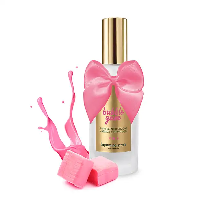 Bijoux Indiscrets - Bubblegum 2 in 1 Silicone Massage &amp; Intimate Gel. Żel do masażu i lubrykant. 