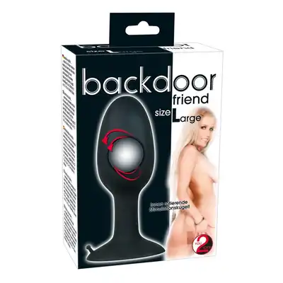 You2Toys - Backdoor Friend Large. Czarny plug analny z kuleczką w środku. Rozmiar L