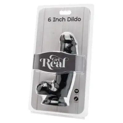 Get Real - 6 inch Dildo With Balls Vibrator. Niesamowite realistyczne wibrujące czarne dildo.