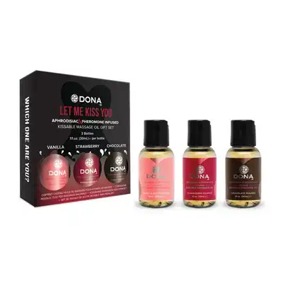 Dona - Massage Gift Set Flavoured 3x30 ml. Zestaw jadalny olejków do masażu. 