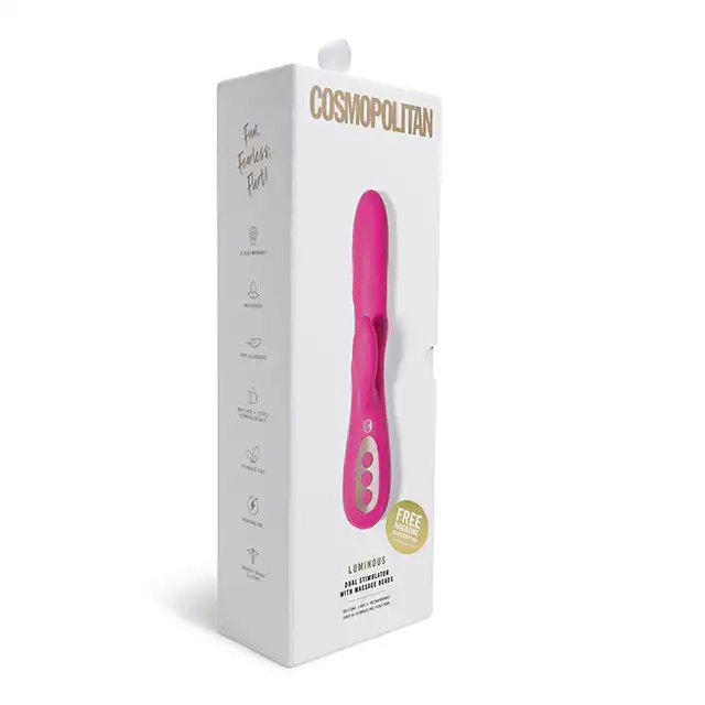 Cosmopolitan - Luminous Rabbit Vibrator Pink. Różowy wibrator z kuleczkami. 