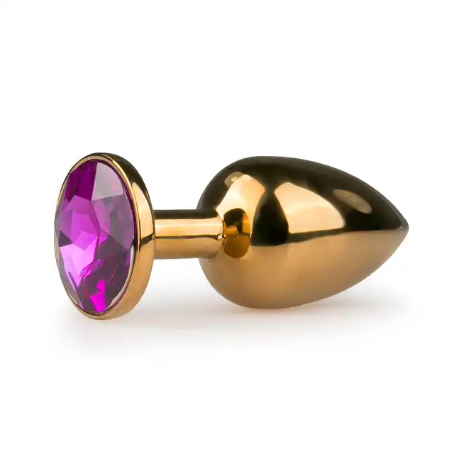 Easy Toys - Metal Butt Plug No.1 Gold/Purple. Wtyczka analna z kryształkiem