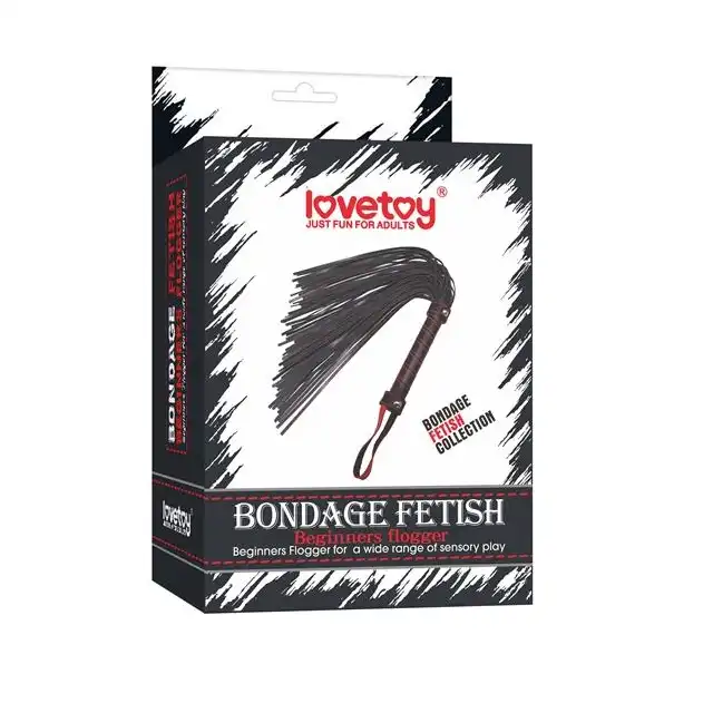 Lovetoy - Bondage Fetish Begginers Flogger. Pejcz dla początkujących. Czarno-czerwony. 