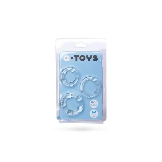 A-Toys - Ring Set Clear x3. Zestaw 3 niebieskich pierścieni erekcyjnych. 