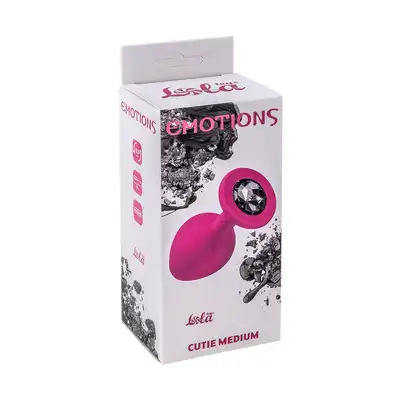 Emotions Cutie Medium Pink Dark Black Crystal. Silikonowa wtyczka analna z kryształkiem. 