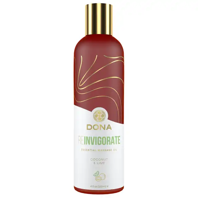 Dona - Essential Massage Oil Reinvigorate Coconut Lime 120 ml. Olejek do masażu z kokosem  i limonką.