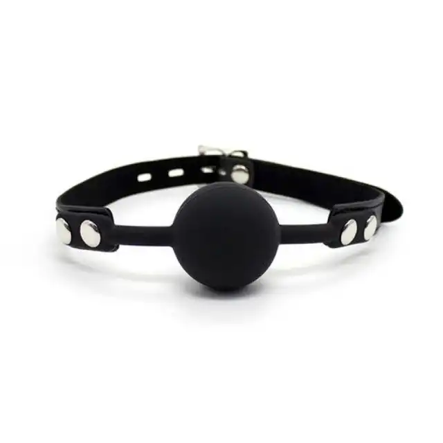 Easy Toys - Ball Gag + Block Black. Czarny knebel z regulowanym zapięciem. 