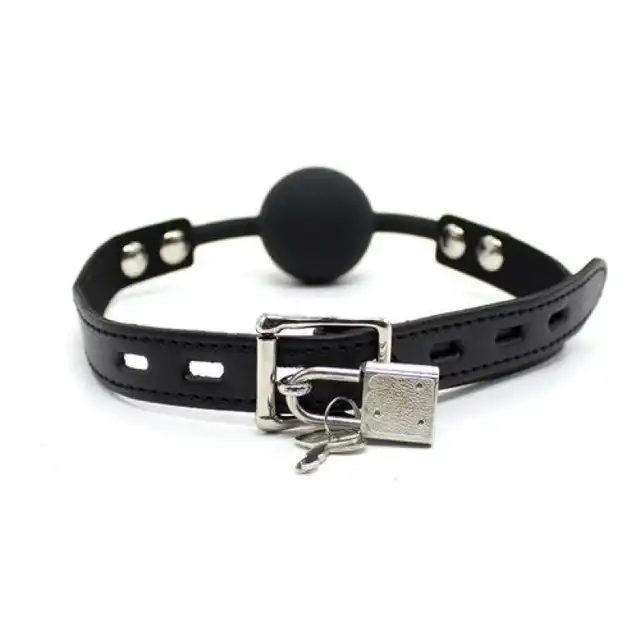 Easy Toys - Ball Gag + Block Black. Czarny knebel z regulowanym zapięciem. 