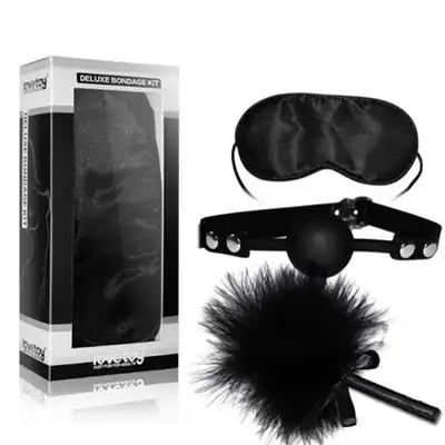Lovetoy - Deluxe Bondage Kit. Zestaw z kneblem, piórkiem oraz maską