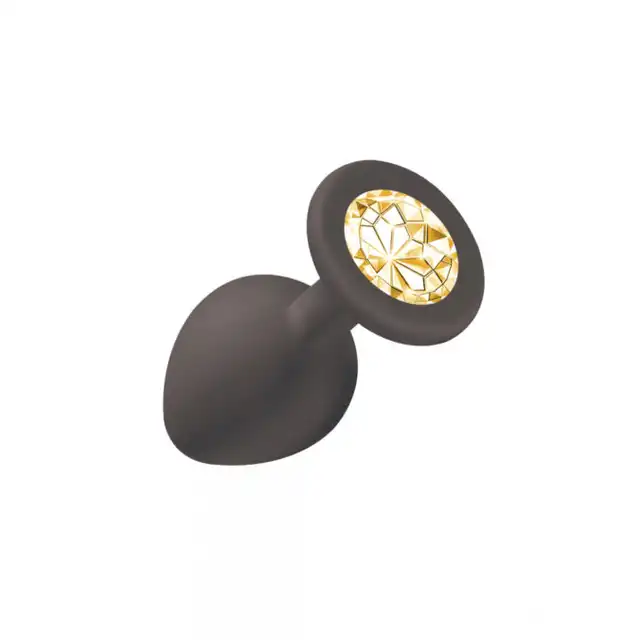 Emotions Cutie Medium Black Golden Crystal. Silikonowa wtyczka analna z kryształkiem. 