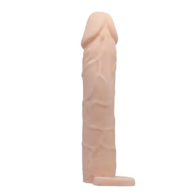 Pretty Love - Penis Sleeve L, Nakładka na penisa z cyber skóry + 5 cm