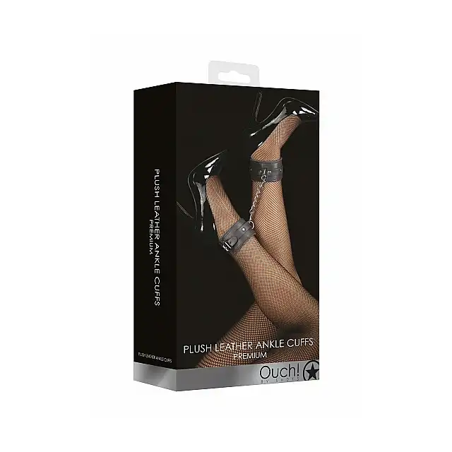 Ouch! - Plush Leather Ankle Cuffs. Skórzane kajdanki z miękkim pluszem. 