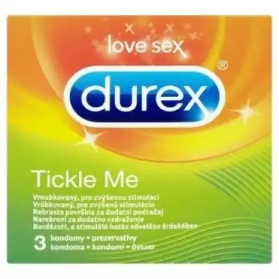 Prezerwatywy Durex Tickle Me 3 szt. Prążkowane prezerwatywy. 