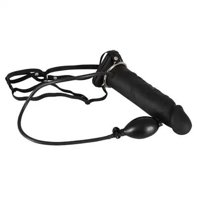 You2Toys - Inflatable Strap On. Strapon z dmuchanym czarnym dildo. Do 9 cm średnicy!