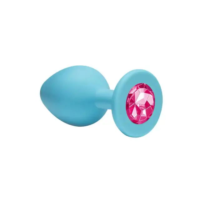 Emotions Cutie Small Turquoise Pink Crystal. Silikonowa zatyczka analna z kryształkiem.