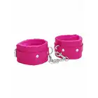 Ouch! - Plush Leather Hand Cuffs Pink. Różowe urocze kajdanki wyścielane pluszem
