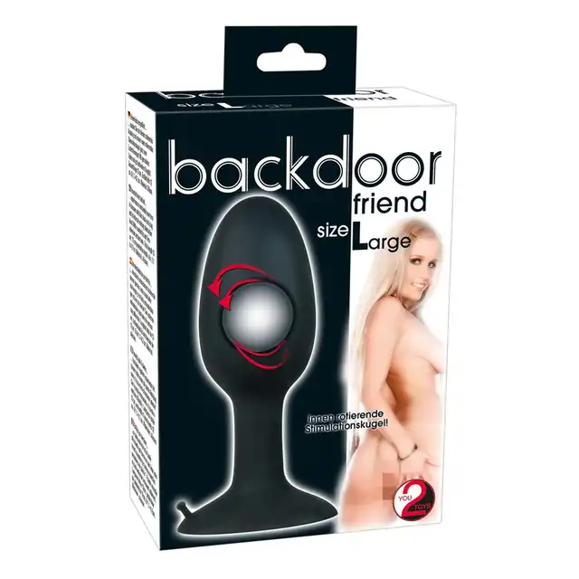 You2Toys - Backdoor Friend Large. Czarny plug analny z kuleczką w środku. Rozmiar L