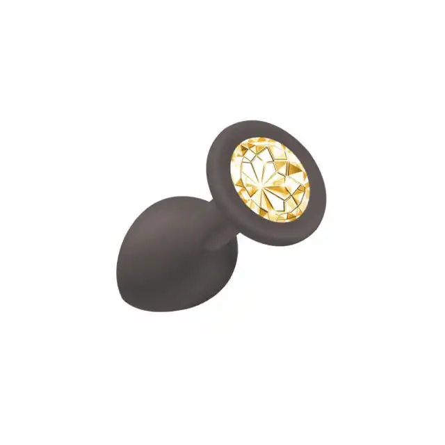 Emotions Cutie Plug Small Black Golden Crystal. Silikonowa wtyczka analna z kryształkiem.