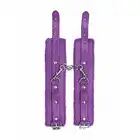 Ouch! - Plush Leather Hand Cuffs Purple. Fioletowe kajdanki wyścielane uroczym pluszem
