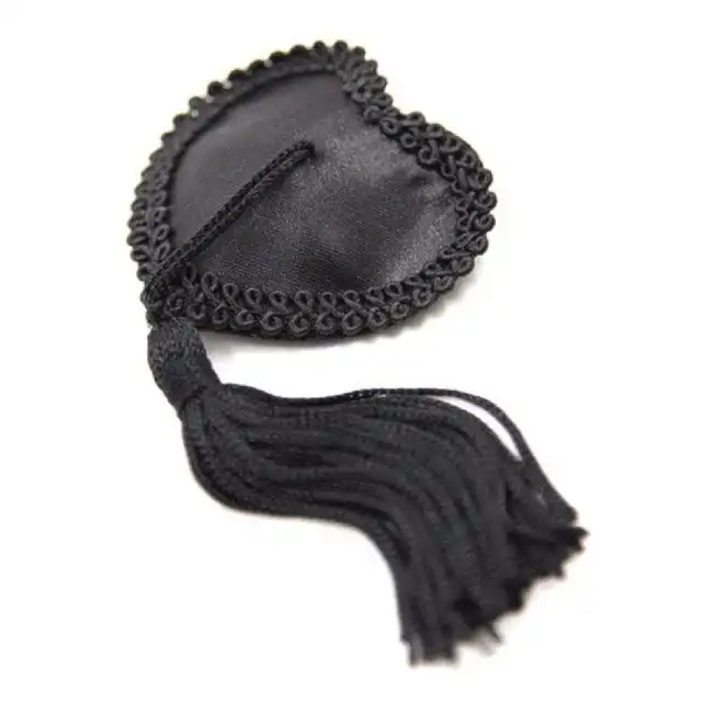 Toyz4Lovers - Heart Nipples Tassels Black. Czarne nasutniki z frędzlami. Serca.
