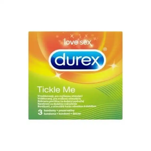 Prezerwatywy Durex Tickle Me 3 szt. Prążkowane prezerwatywy. 