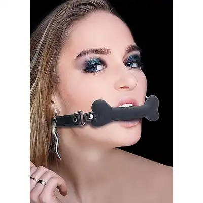 Ouch! - Bone Gag Black. Oryginalny czarny  knebel o kształcie kości 