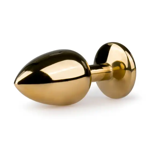 Easy Toys - Metal Butt Plug No.1 Gold/Purple. Wtyczka analna z kryształkiem