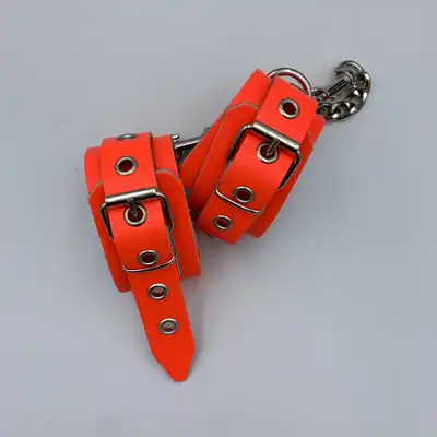 Leder - alternatywne skórzane kajdanki neonowy pomarańczowy. Idealne do cosplay!