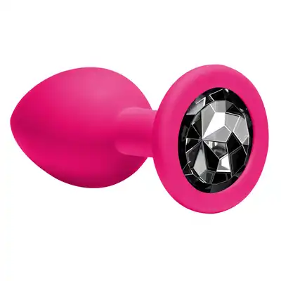 Emotions Cutie Medium Pink Dark Black Crystal. Silikonowa wtyczka analna z kryształkiem. 