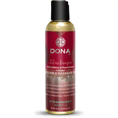 Dona - Scented Massage Oil Strawberry Souffle 110 ml. Jadalny olejek o zapachu truskawkowego sufletu
