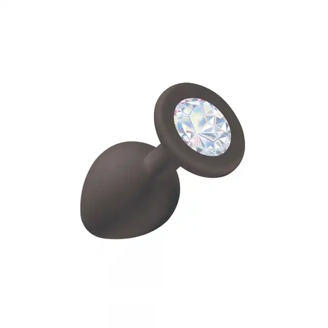 Emotions Cutie Medium Black Crystal. Silikonowa wtyczka analna z kryształkiem. 