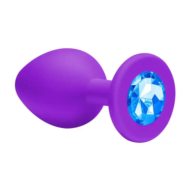 Emotions Cutie Small Purple Blue Crystal. Wtyczka silikonowa z błękitnym kryształkiem.