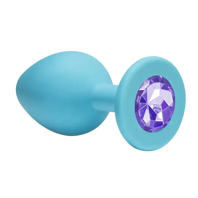 Emotions Cutie Small Turquoise Purple Crystal. Silikonowa wtyczka analna z kryształkiem.