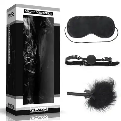 Lovetoy - Deluxe Bondage Kit. Zestaw z kneblem, piórkiem oraz maską