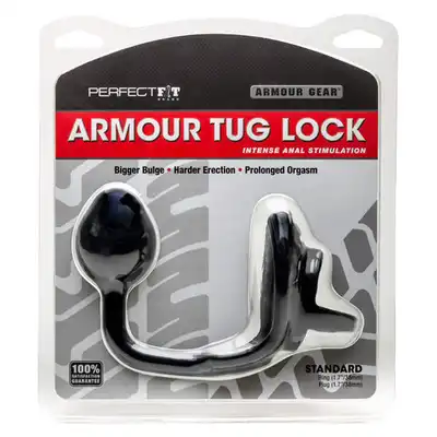 Perfect Fit - Armour Tug Lock Black - Nakładka połączona z plugiem.