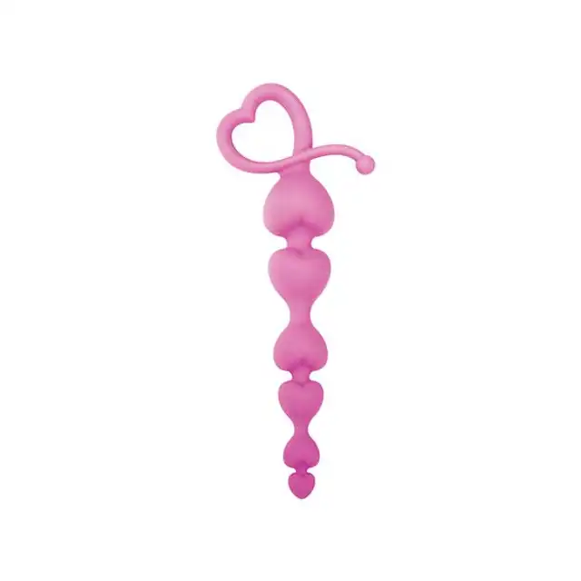 Silicone - Hearty Anal Wand Pink - Koraliki Analne. Serduszka.