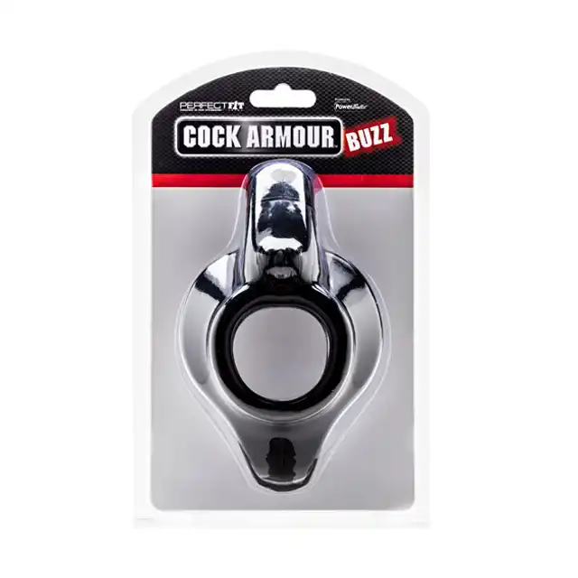 Perfect Fit - Cock Armour Buzz Black - Nakładka z  wibracjami.