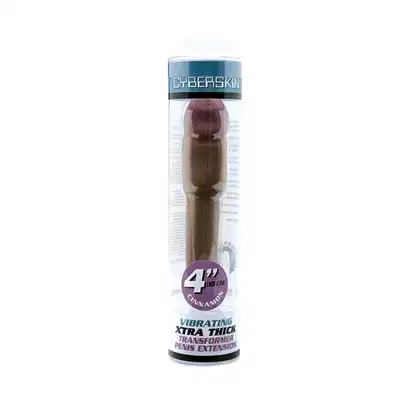 Cyberskin - Vibrating Xtra Thick Brown - Wibrująca Przedłużka Z Cyberskóry. +10 cm.