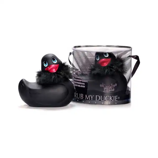 Big Teaze toyz - I Rub My Duckie Paris Black - Duża wibrująca kaczuszka z kryształkiem  Swarovskiego
